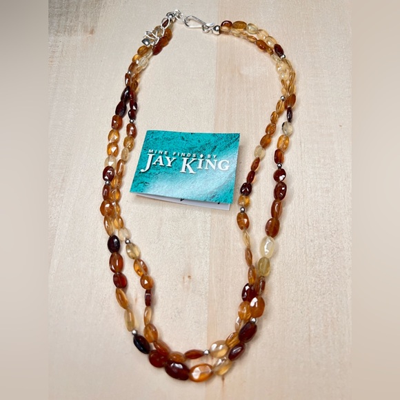 Jay King 925 2-strand hessonite necklace - Picture 3 of 3